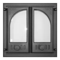Дверца K501 топочная 410х410 со стеклом, двухстворчатая (FireWay)