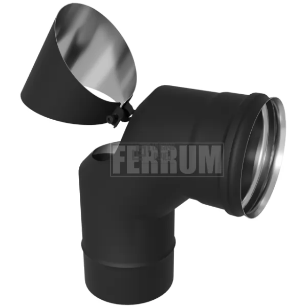 Колено-ревизия угол 90°  (430/0,8 мм / эмаль /600° черная) Ф130 (Ferrum)
