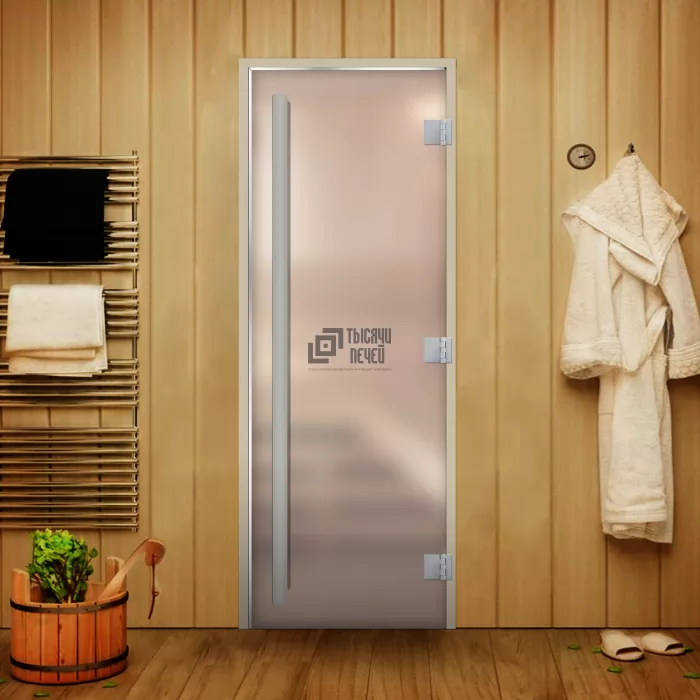 Изображение Дверь для бани Статус, стекло 8мм, белая Matelux, 3 петли Прав., ВР, термолипа 1900х700 (АРТА)