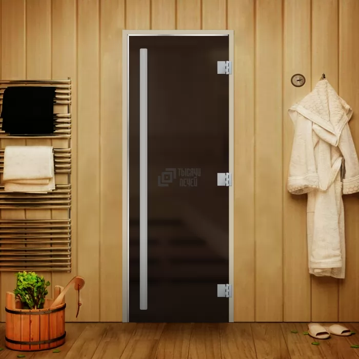 Изображение Дверь для бани Статус, стекло 8мм, серая Matelux, 3 петли, ВР, термолипа 1900х700 (АРТА)