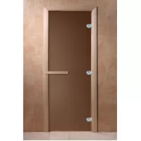 Дверь для бани Эконом Бронза матовая Тёплая Ночь 1900х700, 8 мм, 3 петли, хвоя (DoorWood) РАСПРОДАЖА