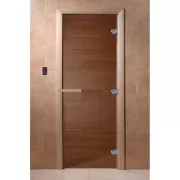 Дверь для бани Эконом Бронза прозрачная Тёплый День 1900х700, 8 мм, 3 петли, хвоя (DoorWood)