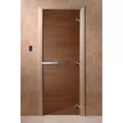 Дверь для бани Бронза прозрачная 1900х700, 8 мм, 3 петли, ольха (DoorWood)