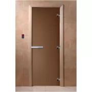 Превью Дверь для бани Бронза матовая 1900х700, 8 мм, 3 петли, ольха (DoorWood)