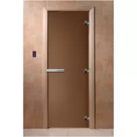 Дверь для бани Бронза матовая 1800х700, 8 мм, 3 петли, ольха (DoorWood)