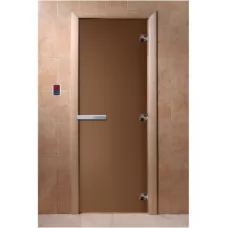 Дверь для бани Бронза матовая 1900х700, 8 мм, 3 петли, ольха (DoorWood)