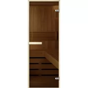Дверь для бани Элит, стекло 8мм, бронза, 2 петли, ГР, осина 1700х700 (АРТА)