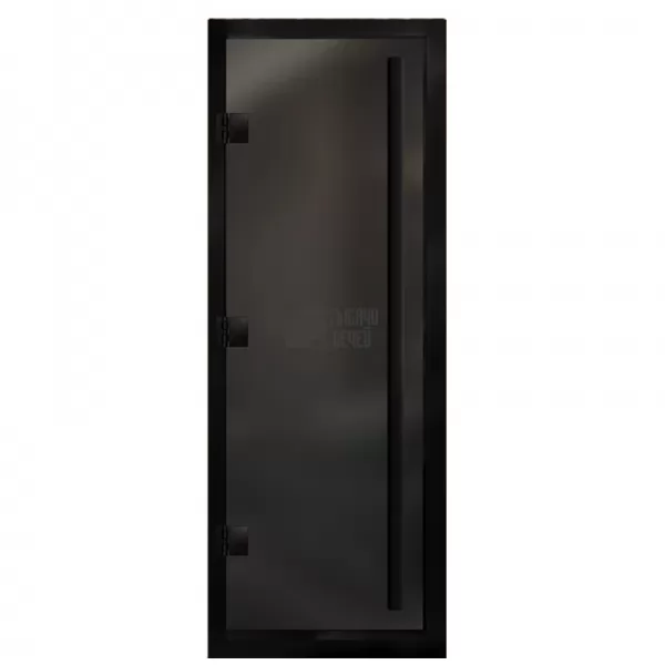 Дверь для хамама Премьер Al Black, стекло 8мм, графит Matelux, 3 петли L, ВР, 1900х700 (АРТА)