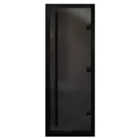 Дверь для бани Премьер Al Black, стекло 8мм, графит Matelux, 3 петли Прав., ВР-комби, алюминий 2000х800 (АРТА)