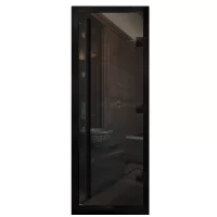 Дверь для бани Премьер Al Black, стекло 8мм, серая, 3 петли R, ВР-комби, алюминий 1900х700 (АРТА)