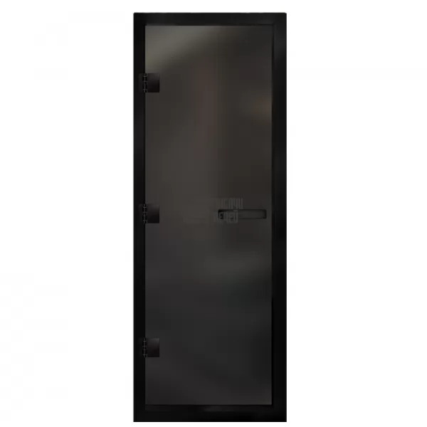 Дверь для хамама Престиж Al Black, стекло 8мм, графит Matelux, 3 петли L, ГР, 1900х700 (АРТА)
