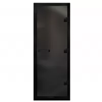 Дверь для бани Престиж Al Black, стекло 8мм, серая Matelux, 3 петли R, ГР-комби, алюминий 1900х700 (АРТА)
