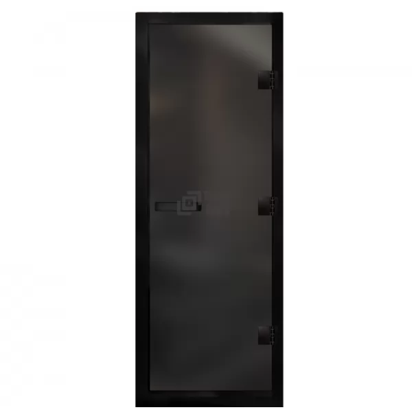 Дверь для бани Престиж Al Black, стекло 8мм, серая Matelux, 3 петли R, ГР-комби, алюминий 2000х800 (АРТА)