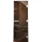 Превью Дверь для хамама Элит Al, стекло 8мм, бронза, 3 петли R, ГР, 1900х700 (АРТА)