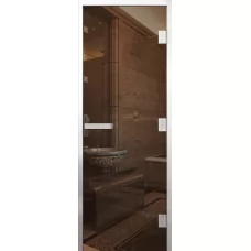 Дверь для бани Элит Al, стекло 8мм, бронза прозрач., 3 петли Прав., ГР-комби, алюминий 1900х700 (АРТА)