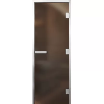 Дверь для бани Элит Al, стекло 8мм, бронза Matelux, 3 петли R, ГР-комби, алюминий 1900х700 (АРТА)