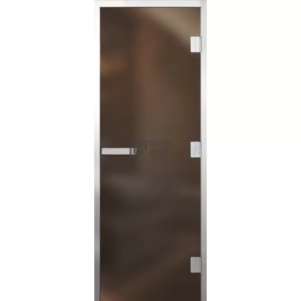 Дверь для бани Элит Al, стекло 8мм, бронза Matelux, 3 петли Прав., ГР-комби, алюминий 2000х800 (АРТА)