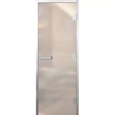 Дверь для бани Элит Al, стекло 8мм, белая Matelux, 3 петли R, ГР-комби, алюминий 2000х700 (АРТА)