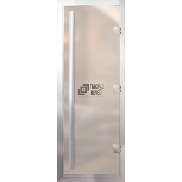 Дверь для бани Премьер Al, стекло 8мм, белая Matelux, 3 петли R, ВР-комби, алюминий 2000х800 (АРТА)
