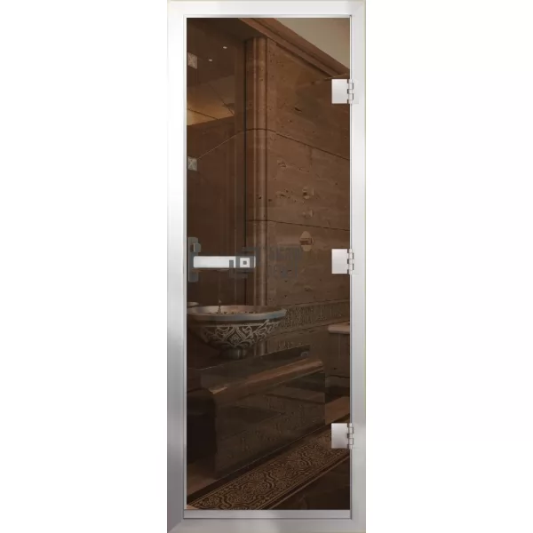 Дверь для хамама Престиж Al, стекло 8мм, бронза, 3 петли R, ГР, 2000х800 (АРТА)