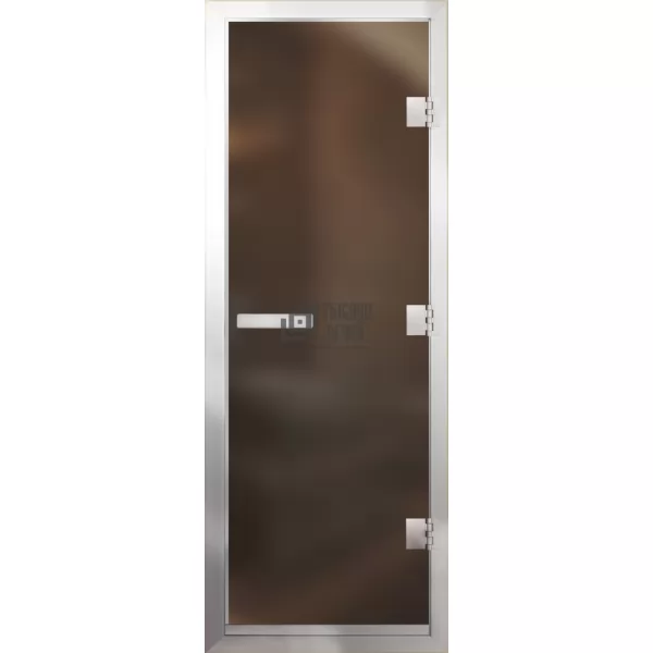 Дверь для бани Престиж, стекло 8мм, бронза Matelux, 3 петли R, ГР-комби, алюминий 1900х800 (АРТА)