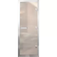 Дверь для бани Престиж Al, стекло 8мм, белая Matelux, 3 петли R, ГР-комби, алюминий 1900х700 (АРТА)