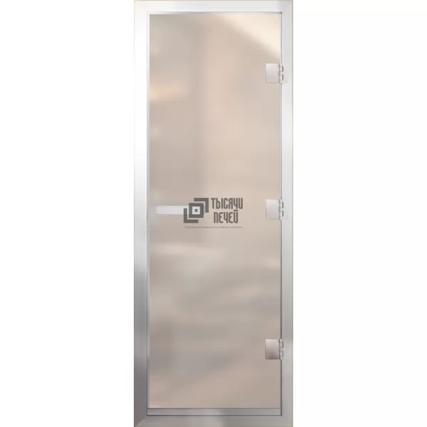 Дверь для бани Престиж Al, стекло 8мм, белая Matelux, 3 петли Прав., ГР-комби, алюминий 1900х700 (АРТА)