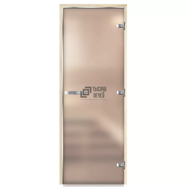 Дверь для бани Люкс, стекло 8мм, белая Matelux, 3 петли, ГР, осина 1900х800 (АРТА)