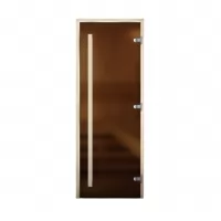 Дверь для бани Люкс, стекло 8мм, бронза Matelux, 3 петли, ВР, осина 2000х800 (АРТА)