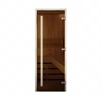 Дверь для бани Люкс, стекло 8мм, бронза, 3 петли, ВР, осина 2000х800 (АРТА)