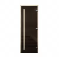 Дверь для бани Люкс, стекло 8мм, графит Matelux, 3 петли, ВР, осина 1900х800 (АРТА)