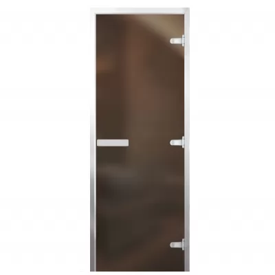 Дверь для бани Стандарт Al, стекло 8мм, бронза Matelux, 3 петли R, ГР-комби, алюминий 1900х700 (АРТА)