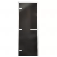 Дверь для хамама Стандарт Al, стекло 8мм, графит Matelux, 3 петли L, ГР, 1900х800 (АРТА)