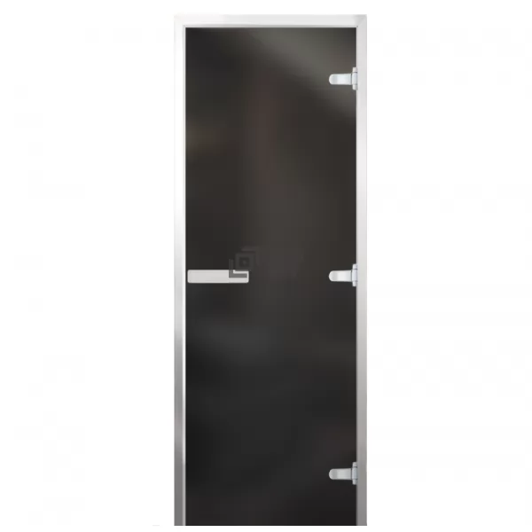 Дверь для бани Стандарт Al, стекло 8мм, графит Matelux, 3 петли R, ГР-комби, алюминий 1900х800 (АРТА)