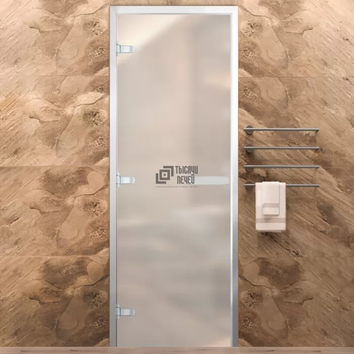 Изображение Дверь для хамама Стандарт Al, стекло 8мм, белая Matelux, 3 петли L, ГР, 1900х700 (АРТА)