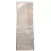 Дверь для бани Стандарт Al, стекло 8мм, белая Matelux, 3 петли L, ГР-комби, алюминий 1900х800 (АРТА)