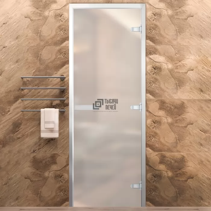 Изображение Дверь для хамама Стандарт Al, стекло 8мм, белая Matelux, 3 петли R, ГР, 2000х800 (АРТА)