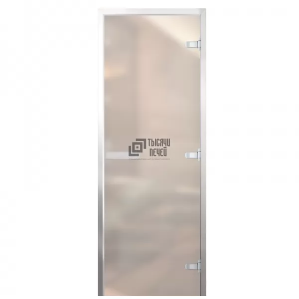 Дверь для бани Стандарт Al, стекло 8мм, белая Matelux, 3 петли Прав., ГР-комби, алюминий 1900х800 (АРТА)