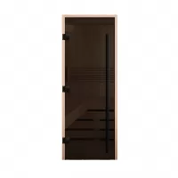 Дверь для бани Статус Black, стекло 8мм, графит, 3 петли Лев., ВР, термолипа 1900х800 (АРТА)