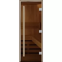 Дверь для бани Статус, стекло 8мм, бронза, 3 петли, ВР, ольха 1900х800 (АРТА)