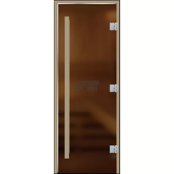 Дверь для бани Статус, стекло 8мм, бронза Matelux, 3 петли, ВР, ольха 2000х700 (АРТА) ОТКЛ