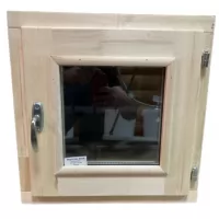 Окно для бани Эконом с уплотнителем, стеклопакет  600*600 (липа 90)
