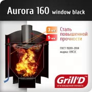Превью Печь для бани AURORA 160 window (Grill’D) 6 - 16 м3