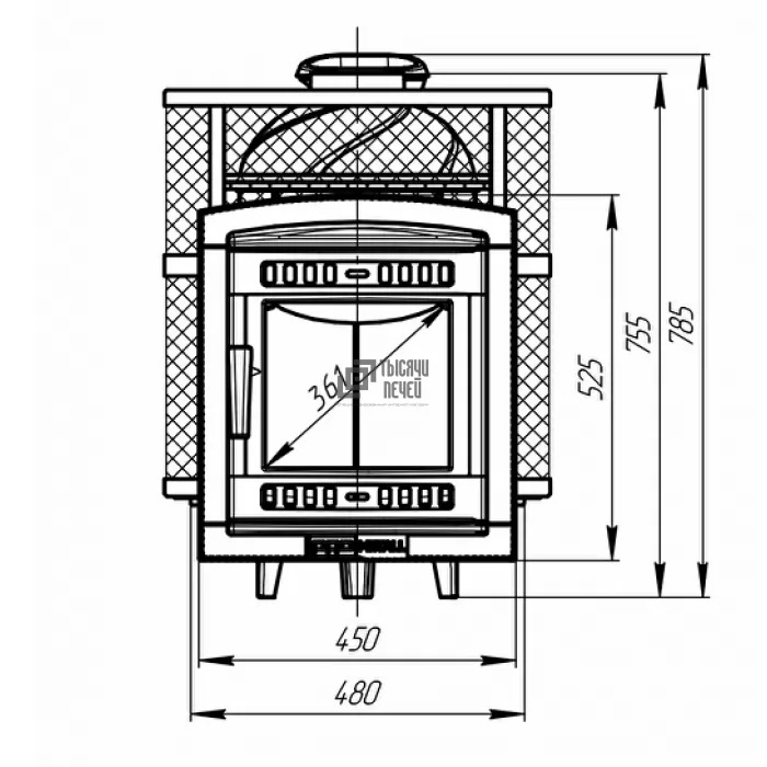 Картинка Чугунная печь для бани АТМОСФЕРА М, сетка окр. (Pro Metall) до 14 м3 ОТКЛ