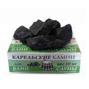Камень для бани ГАББРО-ДИАБАЗ КАРЕЛЬСКИЙ колотый, отборный, средняя фракция (коробка) 20 кг (Россия)