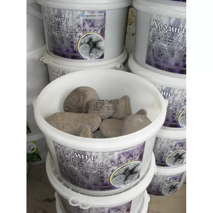 Изображение Камень для бани ХРОМИТ галтованный (ведро) 15 кг (Россия)