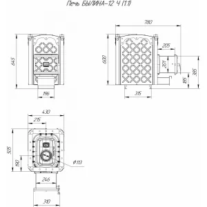 Превью Печь для бани БЫЛИНА-12 Ч 1.2 (глухая чугунная дверца) (Теплодар) 6-12 м3