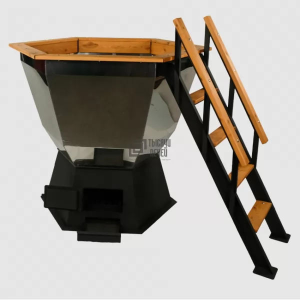 Чан шестигранный 3-4-хместный (AISI 430/2 мм) с печью, дымоходом и лестницей в комплекте (Центр Тепла)
