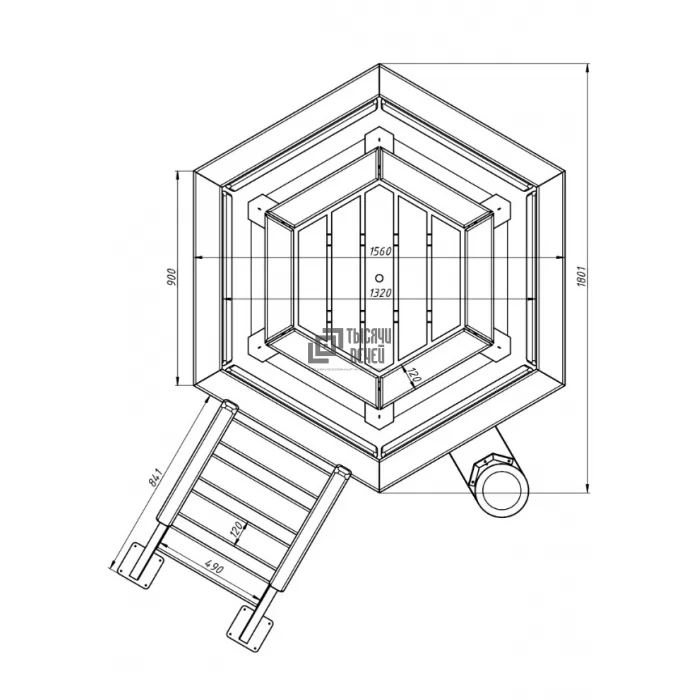 Чан шестигранный 3-4-хместный (AISI 430/2 мм) с печью, дымоходом и лестницей в комплекте (Центр Тепла) - фото, отзывы