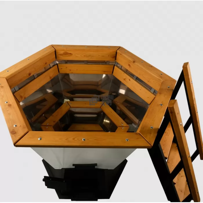 Чан шестигранный 3-4-хместный (AISI 430/2 мм) с печью, дымоходом и лестницей в комплекте (Центр Тепла) - фото товара